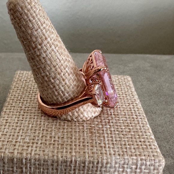 Pink CZ set in rose gold fashion ring by Joan Boyce - Picture 3 of 14